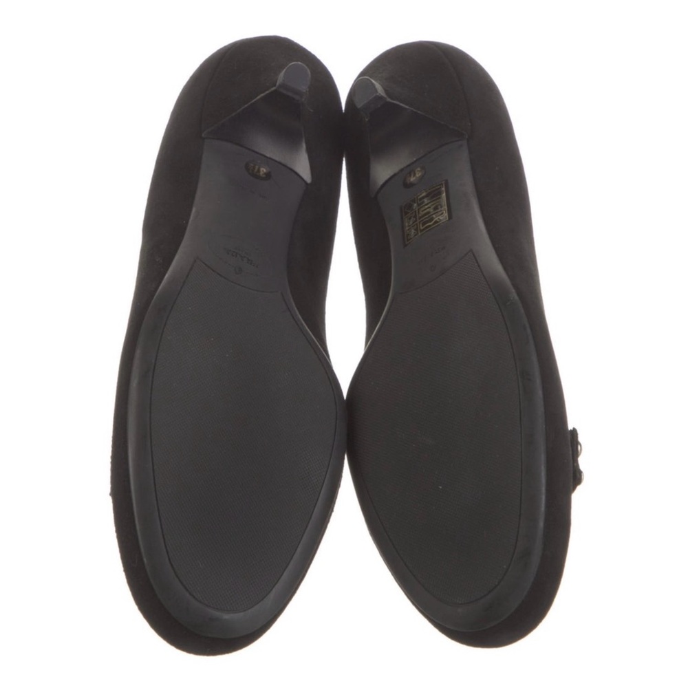 NEW Prada Women's Black Suede Ballet Flats Loafers Size: 7 / 7.5 /37.5 - Picture 5 of 15